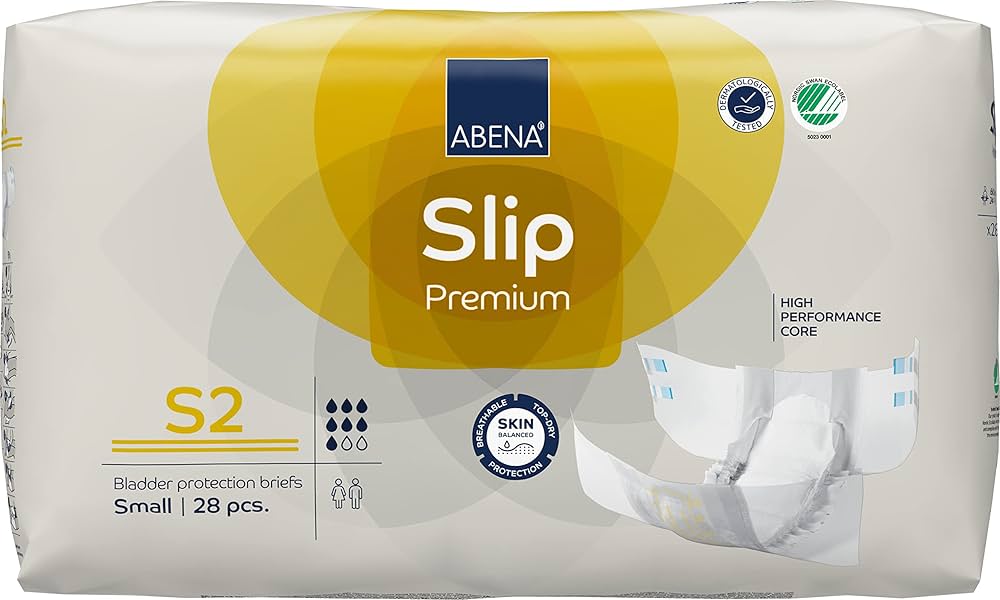 Abena Incontinence Briefs ABENA Slip Premium Briefs S2 Yellow 1800ml 60-85cm