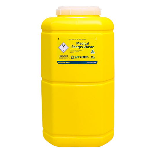 Ace Sharps Waste Container Yellow Non Spill Screw Top 19.0 Litre