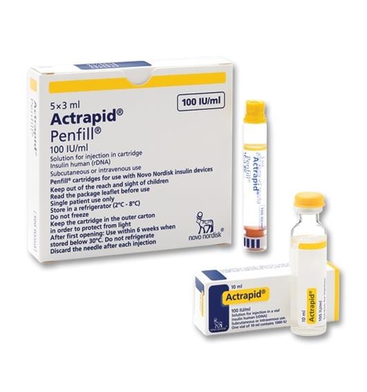 NOVO NORDISK PHARMA Diabetes Care Actrapid Insulin Penfill 3ml - Short-Acting Diabetes Treatment