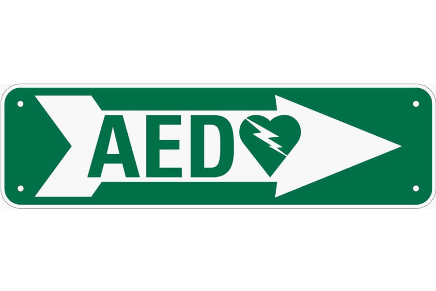 AED Right Sign (Green and White)
