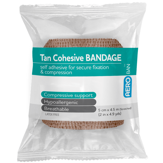 AEROBAN Tan Cohesive Bandage 5.0cm x 4.5M Wrap/12
