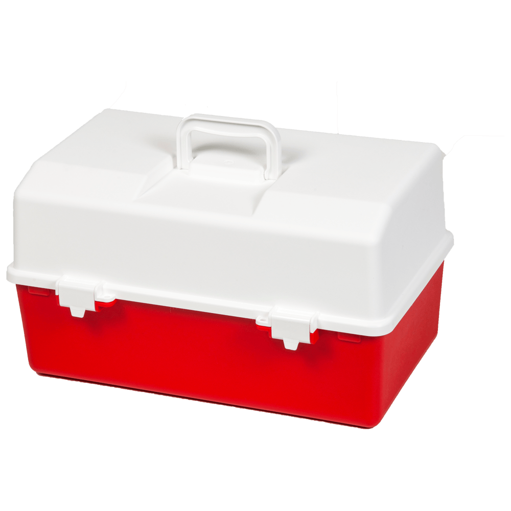 AEROCASE Red and White Plastic Tacklebox with 2 Tray Cantilever 16 x 33 x 19cm