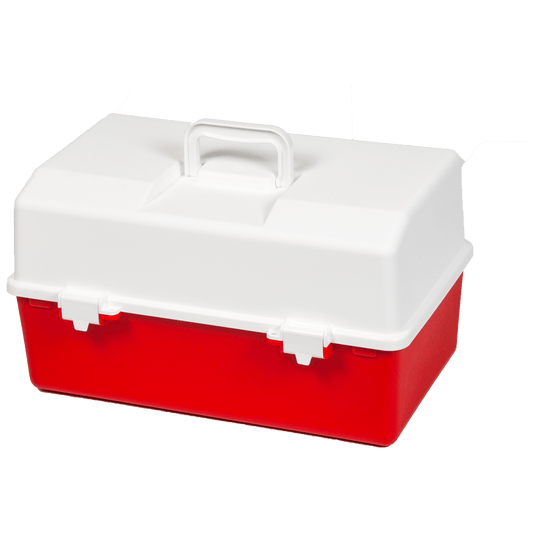 AEROCASE Red and White Plastic Tacklebox with 2 Tray Cantilever 16 x 33 x 19cm