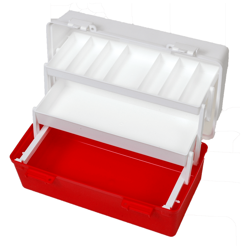 AEROCASE Red and White Plastic Tacklebox with 2 Trays 20 x 40 x 23cm