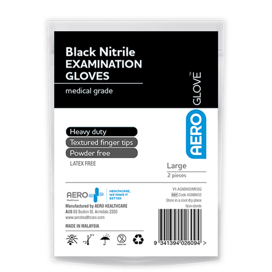 Aero Healthcare AEROGLOVE Large Black Nitrile Powder-Free Gloves