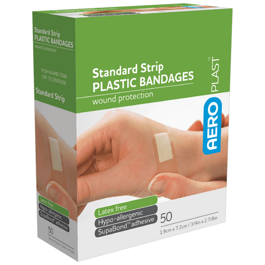 Aero Healthcare AEROPLAST Plastic Standard Strip 7.2 x 1.9cm Box/50