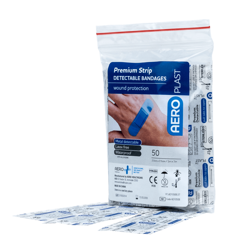 AEROPLAST Premium X-Wide Detectable Strip 7.5 x 2.5cm