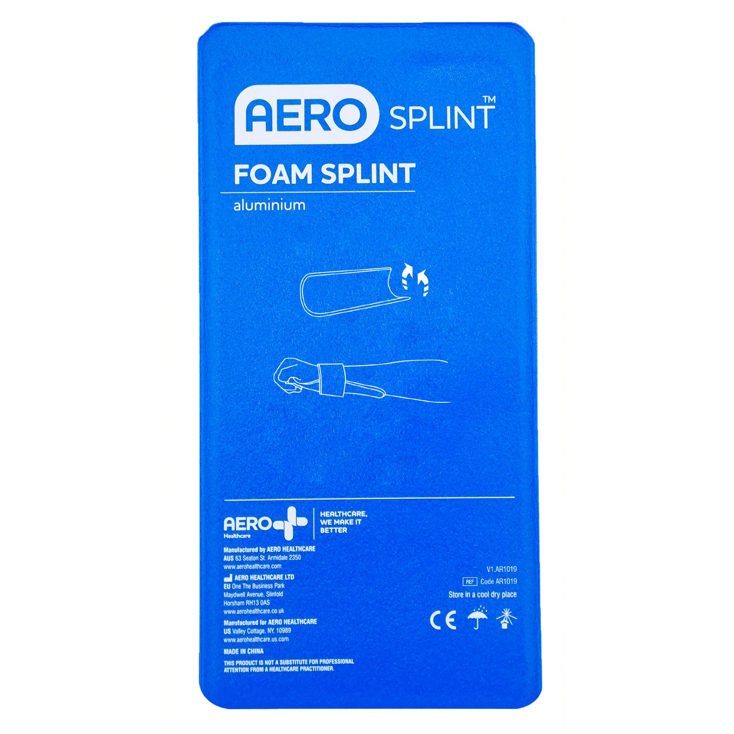 Aero Healthcare Splints Short Flat 22 x 11cm AEROSPLINT Aluminium Foam Immobilisation Splints