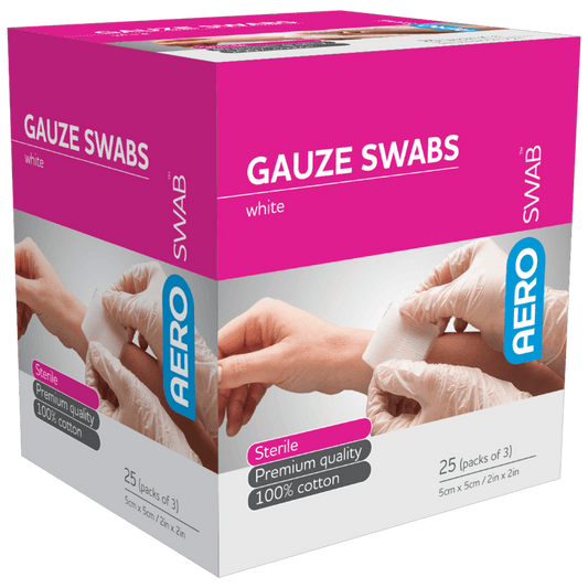 Aero Healthcare Sponges, Swabs & Gauze AEROSWAB Sterile White Gauze Swab 5 x 5cm (Packs of 3)