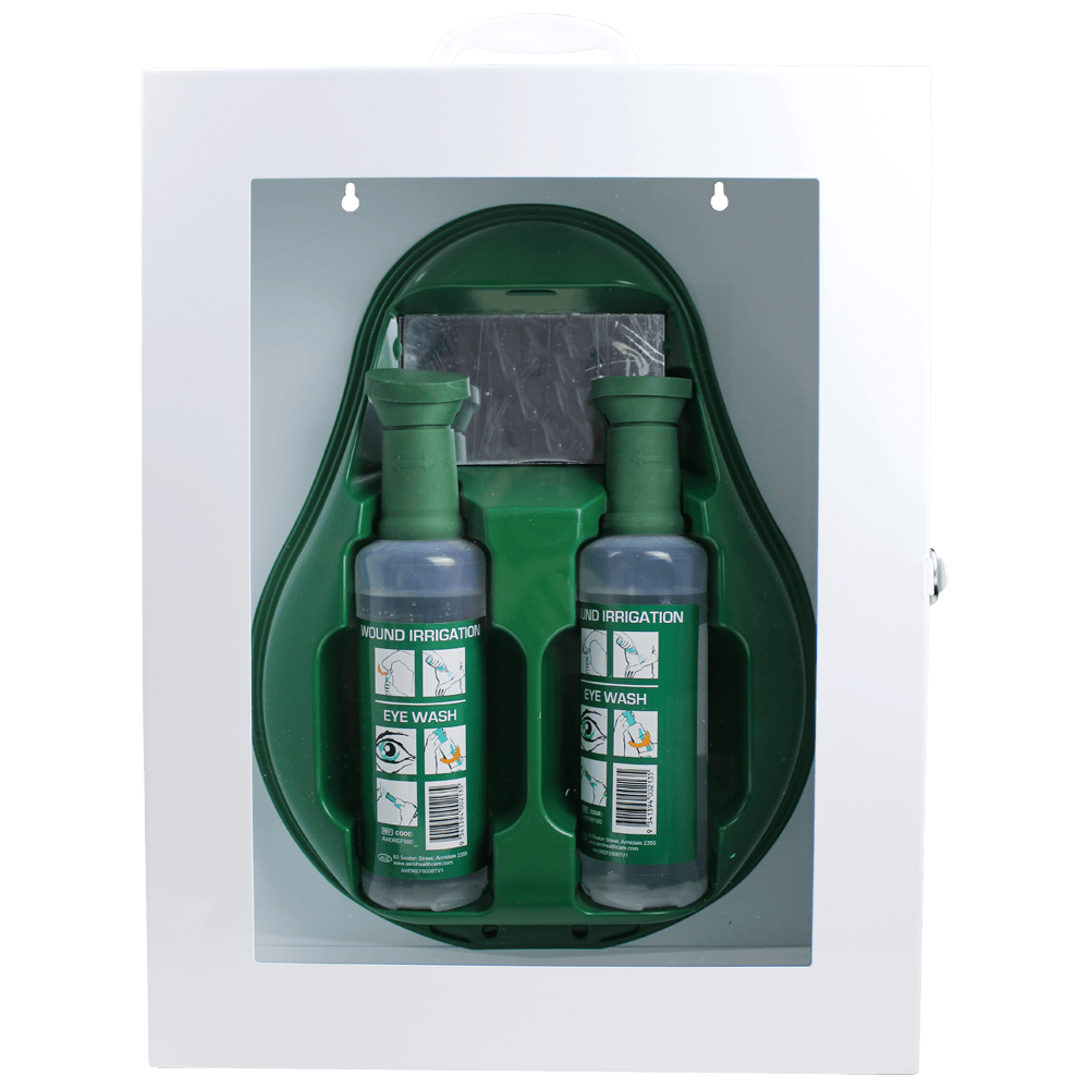 AEROWASH Drop Eyewash Station in Metal Cabinet with Perspex Front