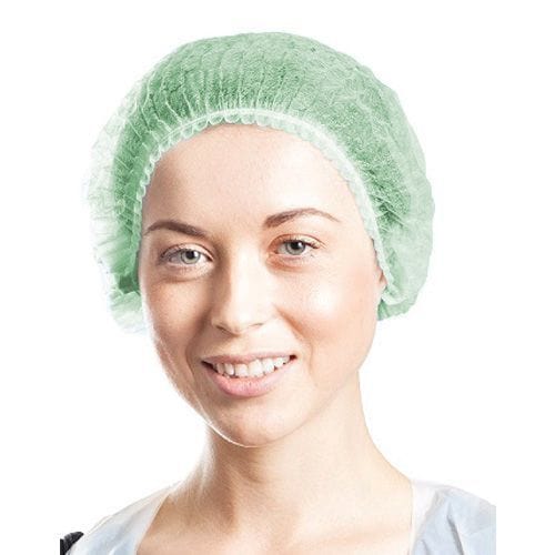 Allcare Safety & PPE Carton of 1000 Allcare Cap Beret Crimped Elastic Double Green 21"