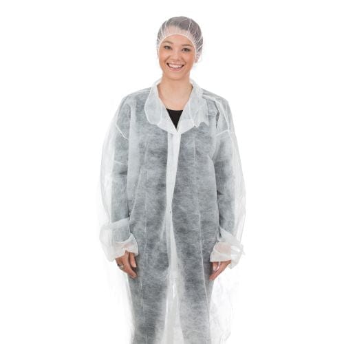 Allcare Safety & PPE Carton of 50 Allcare Coat Lab Velcro Closure White