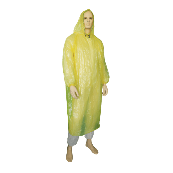 Allcare Safety & PPE Carton of 200 Allcare Poncho Low Density PE With Hood Disposable Yellow