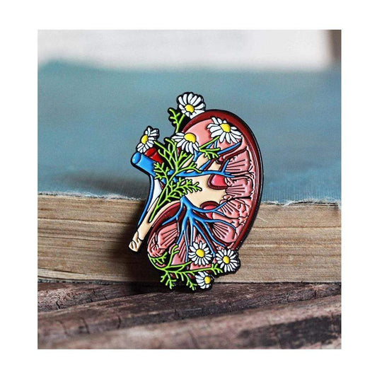 Codex Anatomicus Enamel Pin Anatomical Kidney with flowers Pin