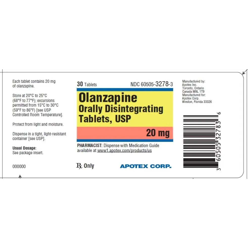 Apotex Antipsychotics Apo Olanzapine 20mg Orally Disintegrating Tablets