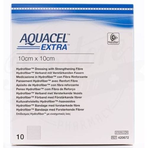 Aquacel Healthcare Box of 10 Aquacel Extra Hydrofiber Dressing Sterile 10x10cm
