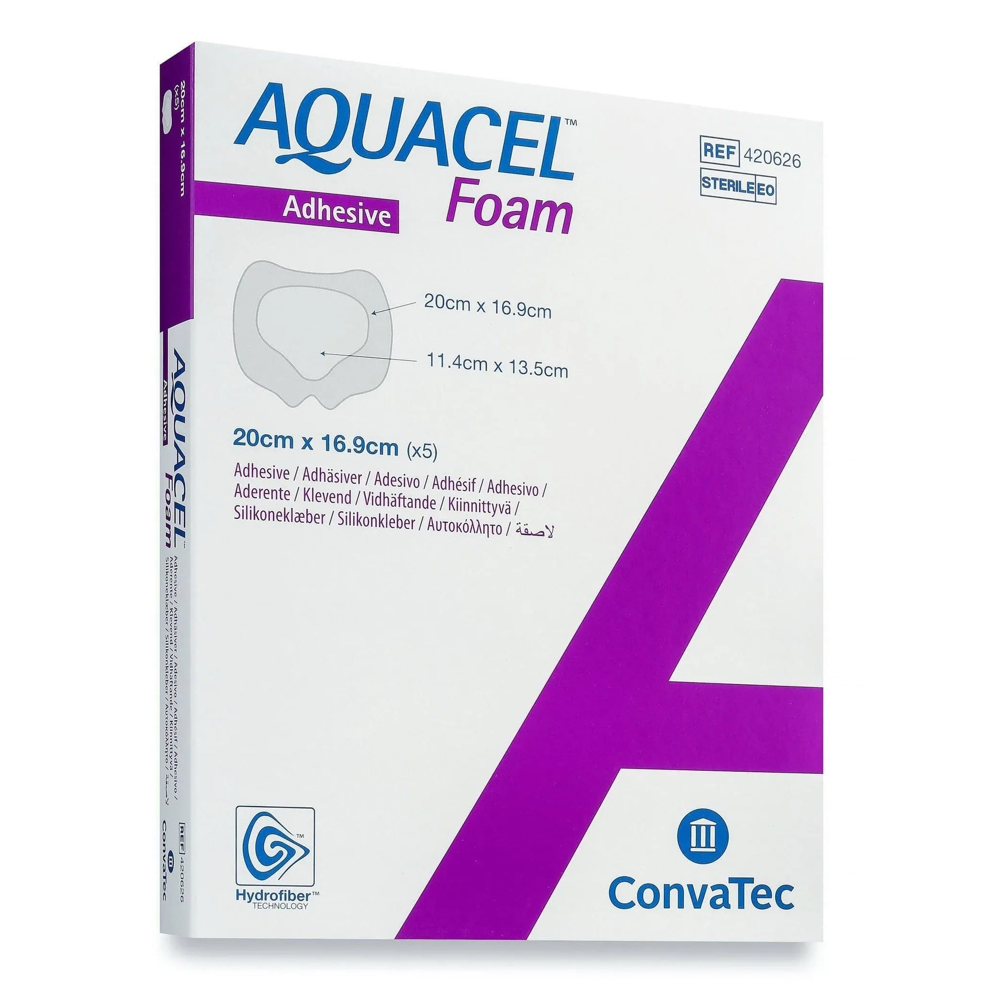 Aquacel Healthcare Pack of 5 Aquacel Foam Dressing Adhesive Sacral 20x16.9cm