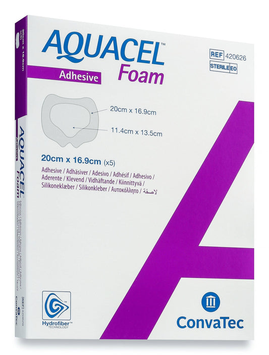 Aquacel Healthcare Pack of 5 Aquacel Foam Dressing Adhesive Sacral 20x16.9cm