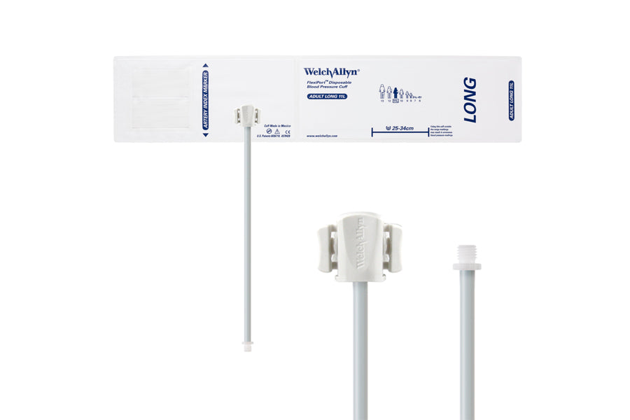 Hillrom - Welch Allyn Soft Disposable FlexiPort Cuff - One-Tube, Screw, Adult Long, Size 11L, 25-34 cm