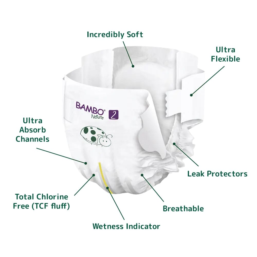 Bambo Nature Eco Nappies – Size 2 S (3–6 kg), 30 Nappies – image 3