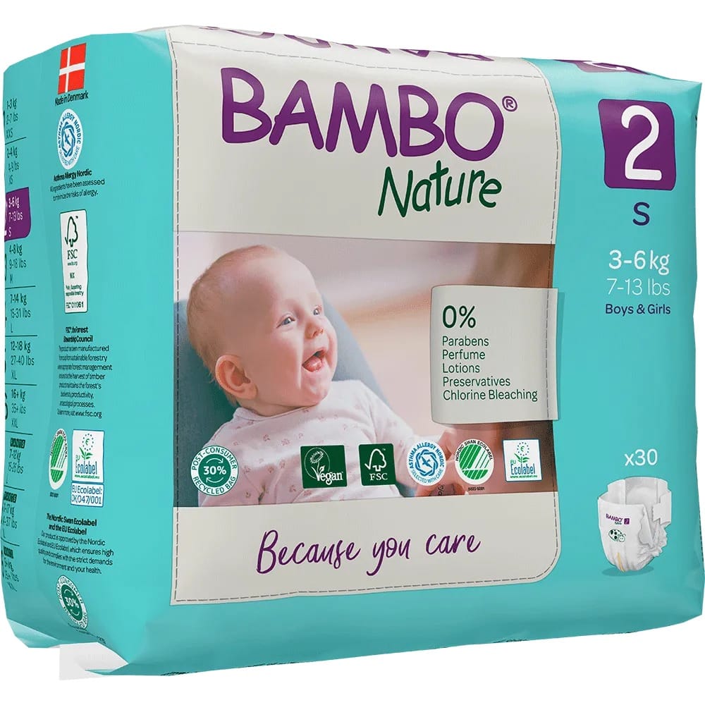 Bambo Nature Eco Nappies – Size 2 S (3–6 kg), 30 Nappies – image 2