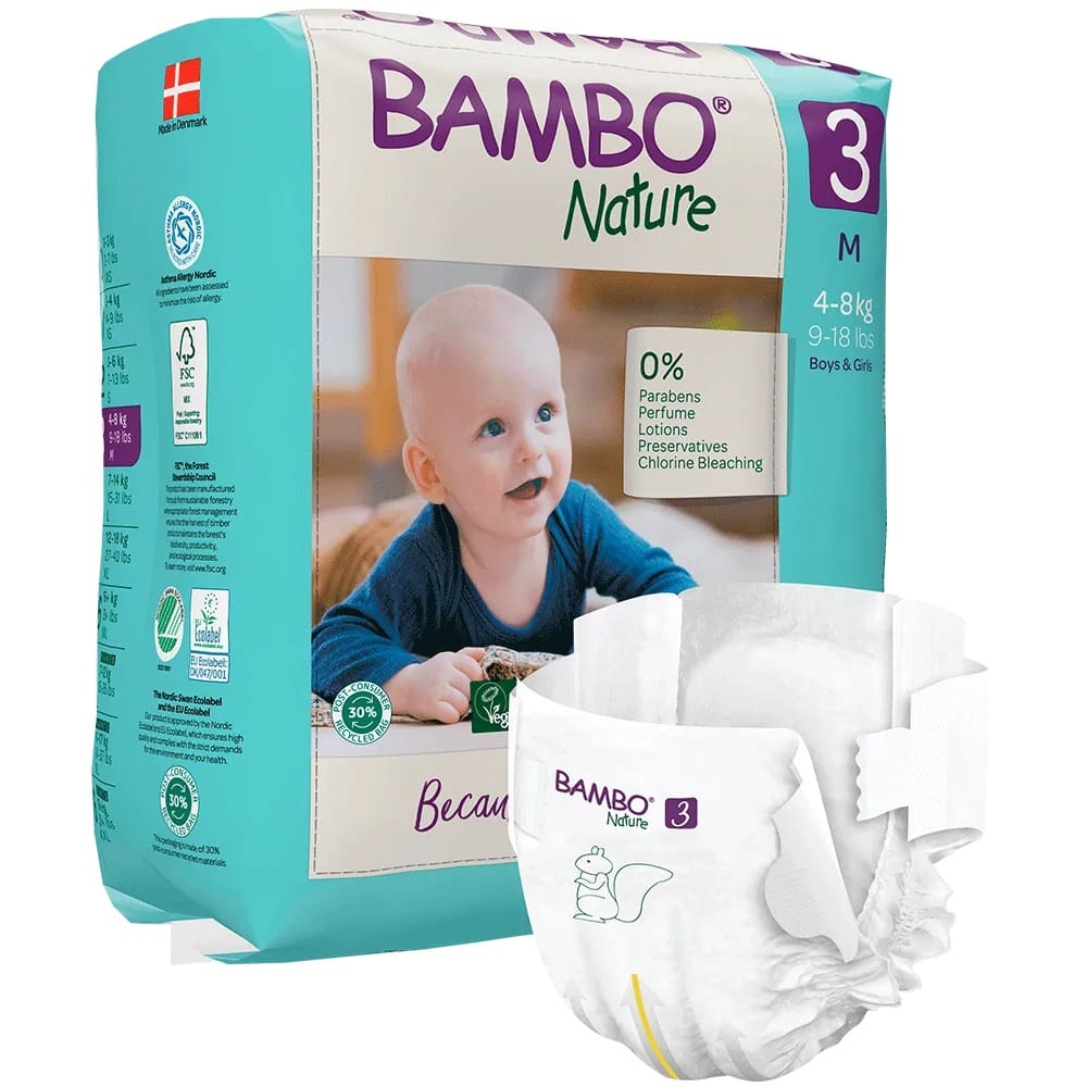 Bambo Nature Eco Nappies – Size 3 M (4–8 kg), 28 Nappies – pack