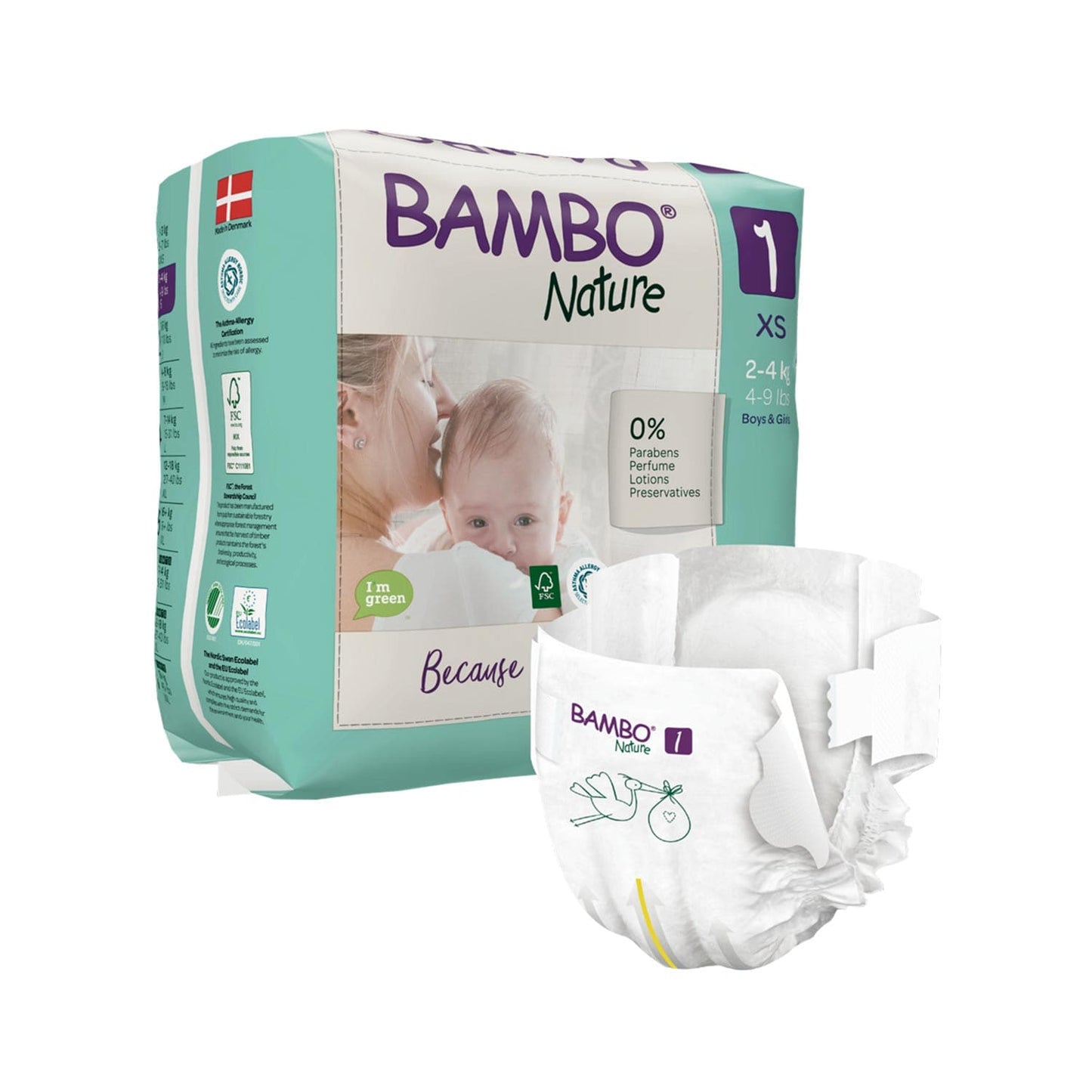 Bambo Nature Nappies Size 1 XS (2-4kg)