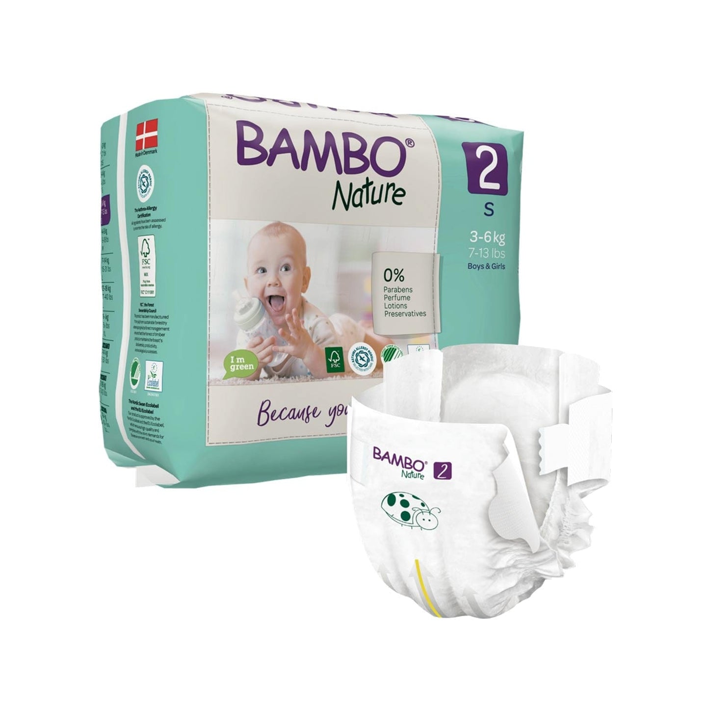 Bambo Nature Nappies Size 2 Small (3-6kg)