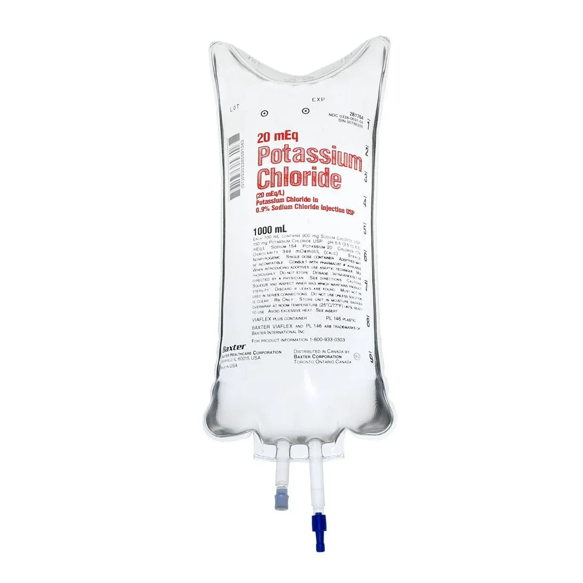 Baxter Intravenous Solutions Baxter Potassium Chloride 20mmol In 5% Glucose Intravenous (IV) Infusion, 1000mL