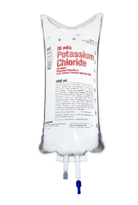 Baxter Intravenous Solutions Baxter Potassium Chloride 20mmol In 5% Glucose Intravenous (IV) Infusion, 1000mL