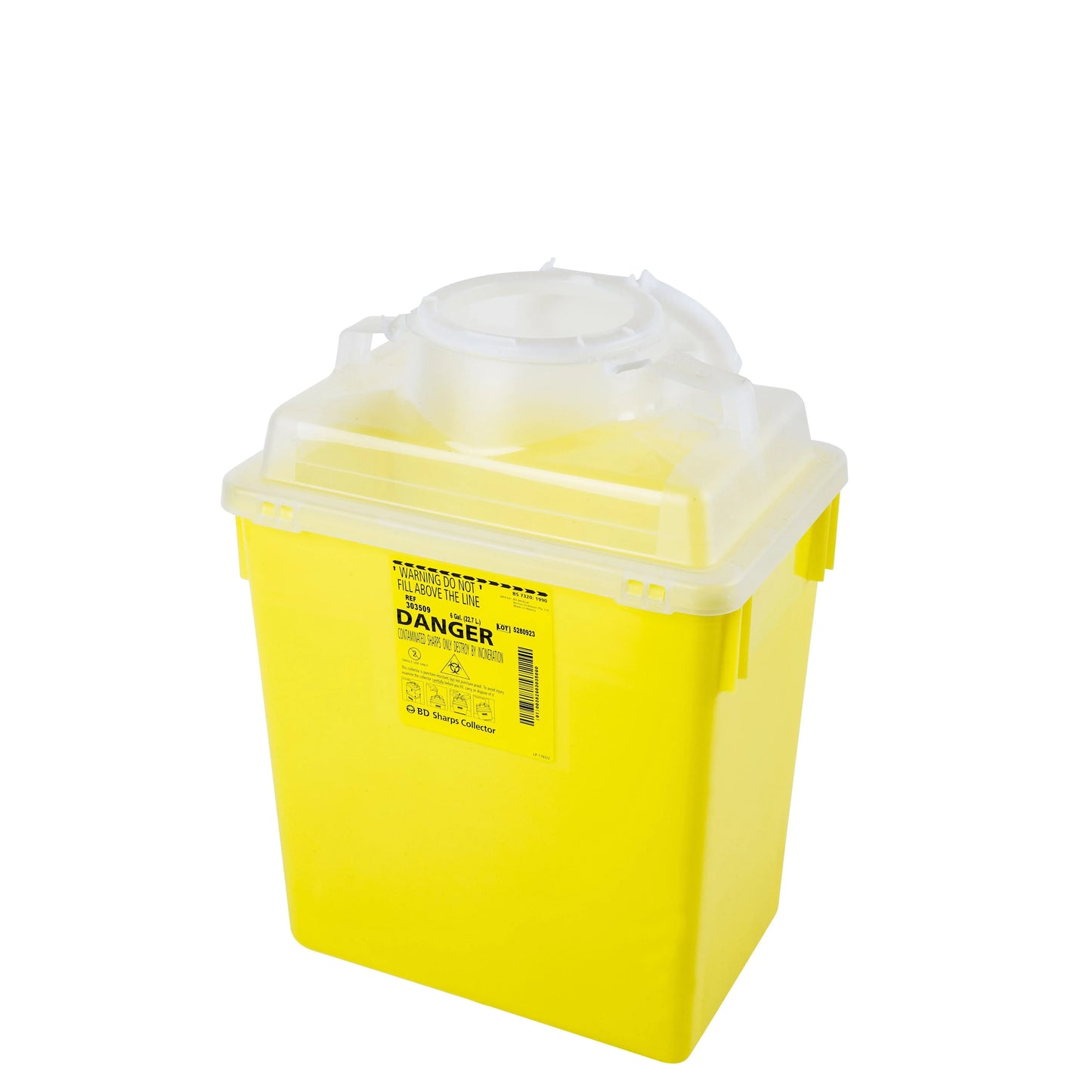 BD Medical Sharps Containers 22.7L / Nestable Open Top / Yellow BD Sharps Collection Waste Bins
