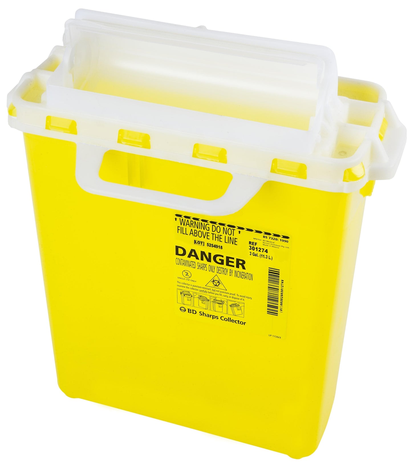 BD Medical Sharps Containers 11L / Next Generation / Yellow BD Sharps Collection Waste Bins