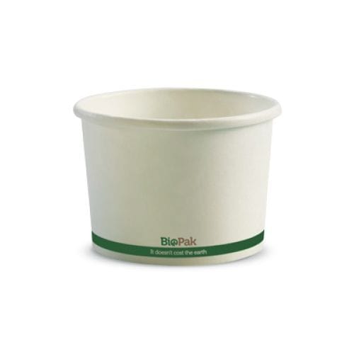 Biopak Bags & Takeaway BioBowl Round Paper White 16oz