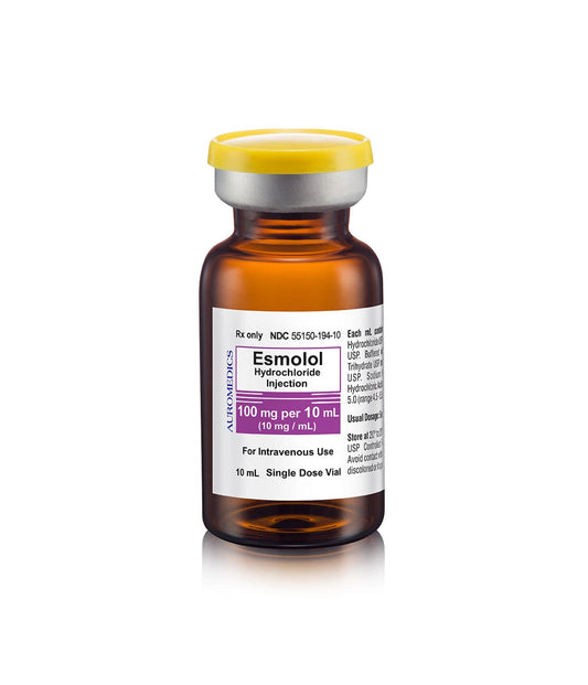 Phebra Beta-Blockers Brevibloc Esmolol Hydrochloride Injection 100mg/10mL - Intravenous (IV) Use
