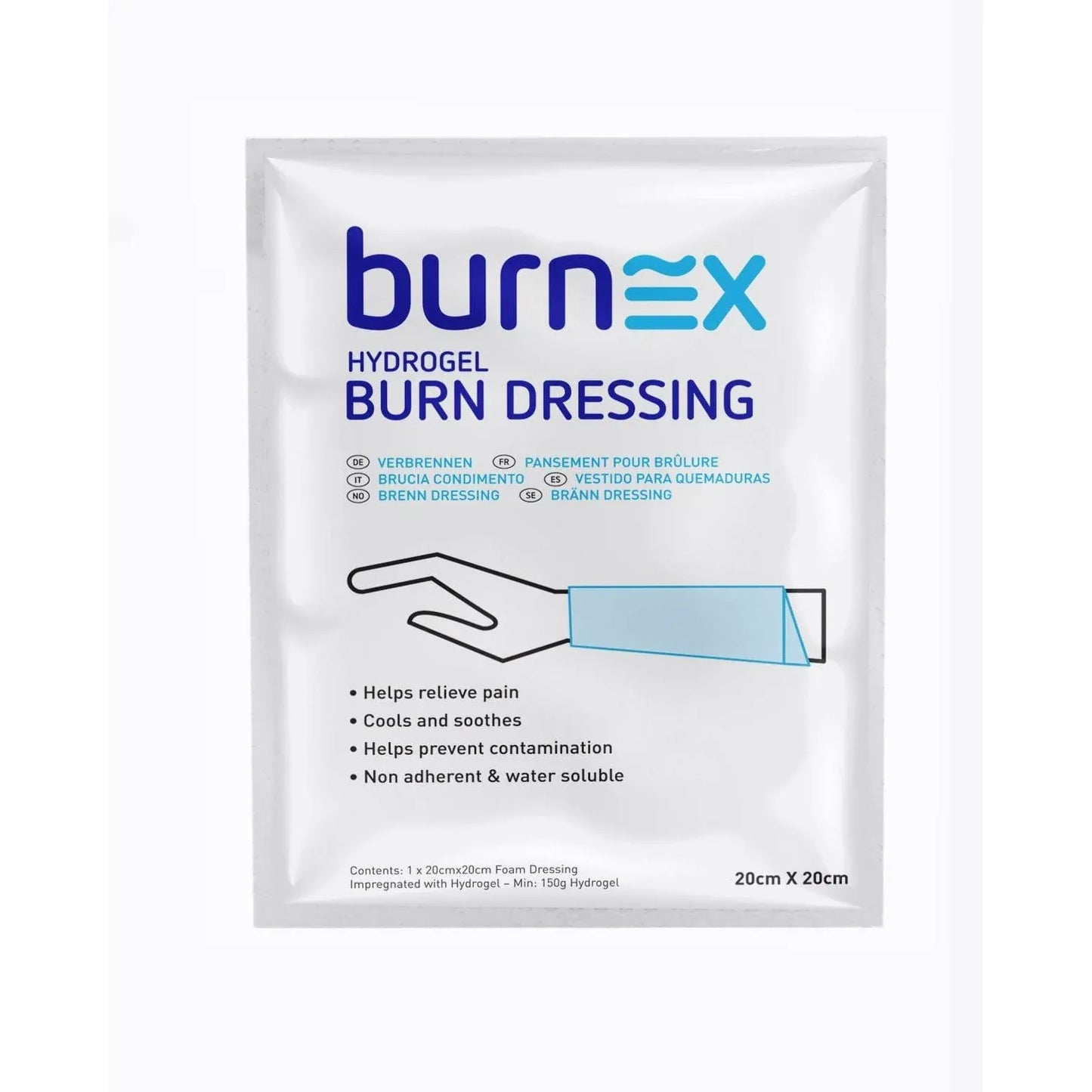 Burnex Burns Treatment 20cm x 20cm Burnex Hydrogel Gel Burn Dressings
