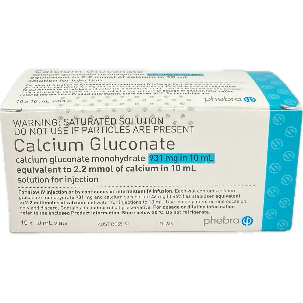 PIM-BUN Injections Calcium Gluconate Injection 931 mg/10 mL Vial
