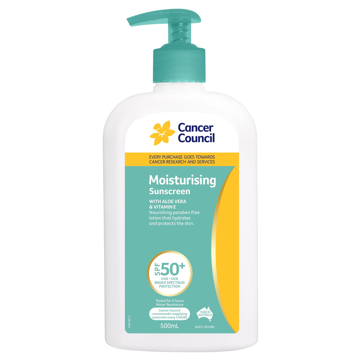 CANCER COUNCIL SPF50+ Moisturising Sunscreen Pump 500mL