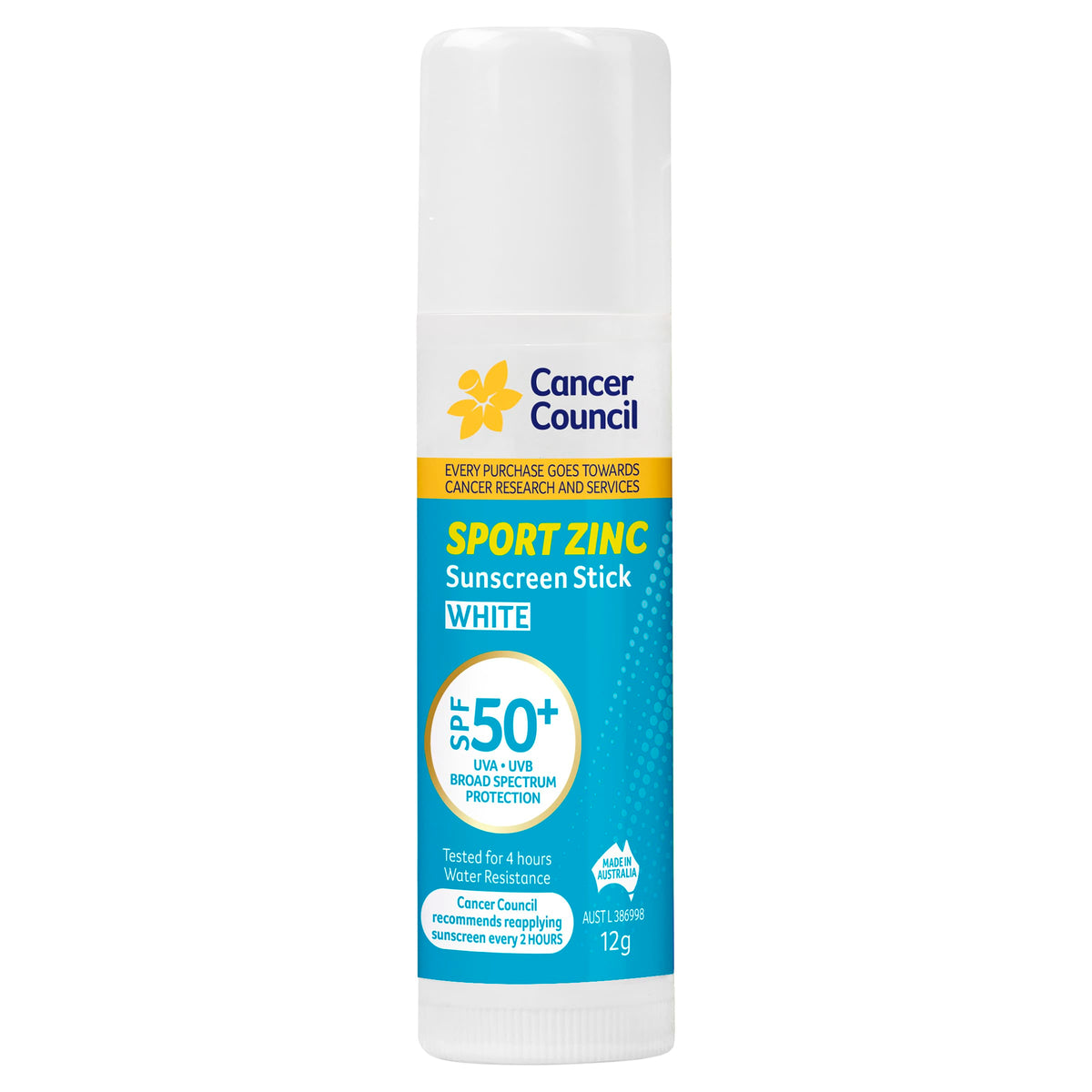 CANCER COUNCIL SPF50+ Sport Zinc Sunscreen Stick 12g