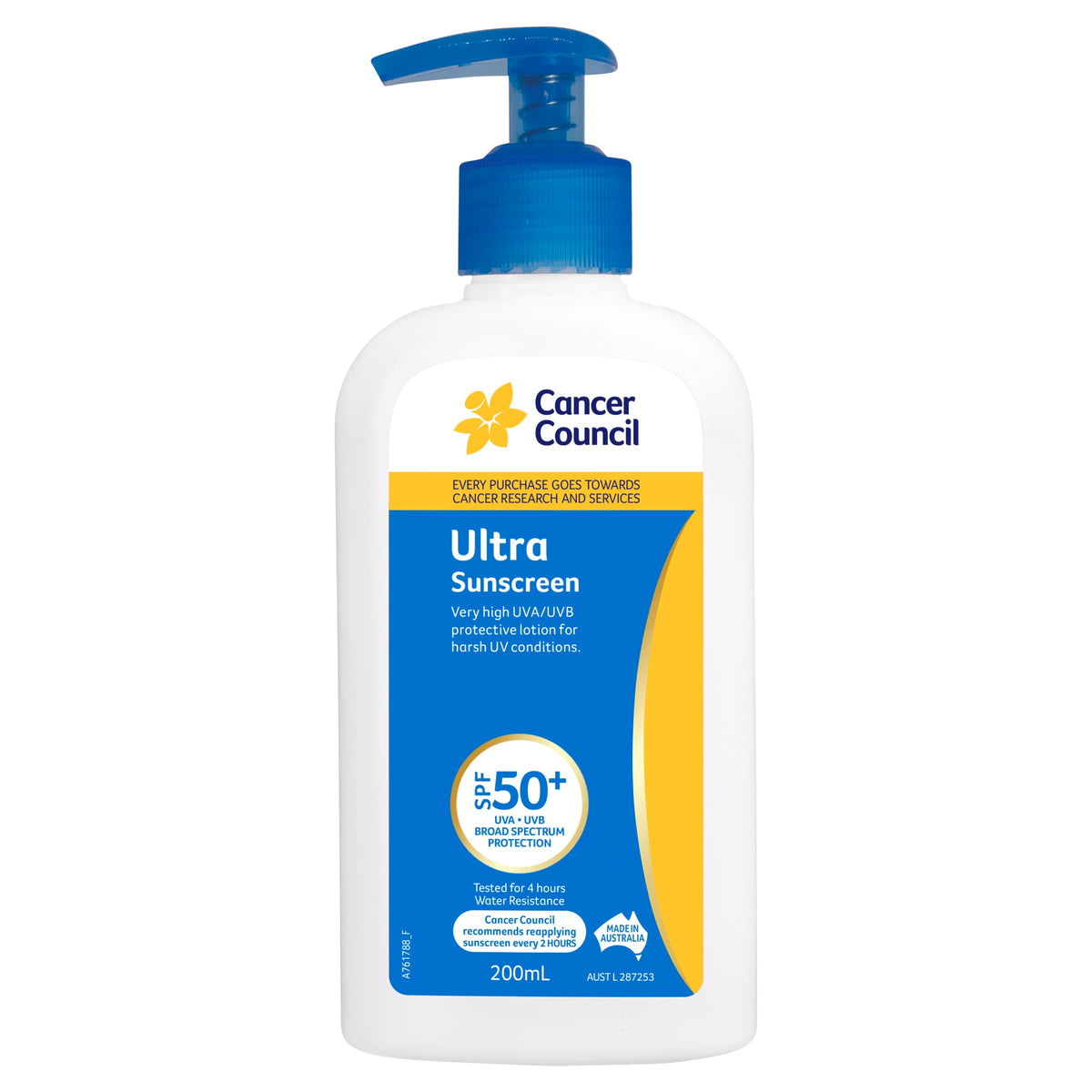 CANCER COUNCIL SPF50+ Ultra Sunscreen Pump 200mL