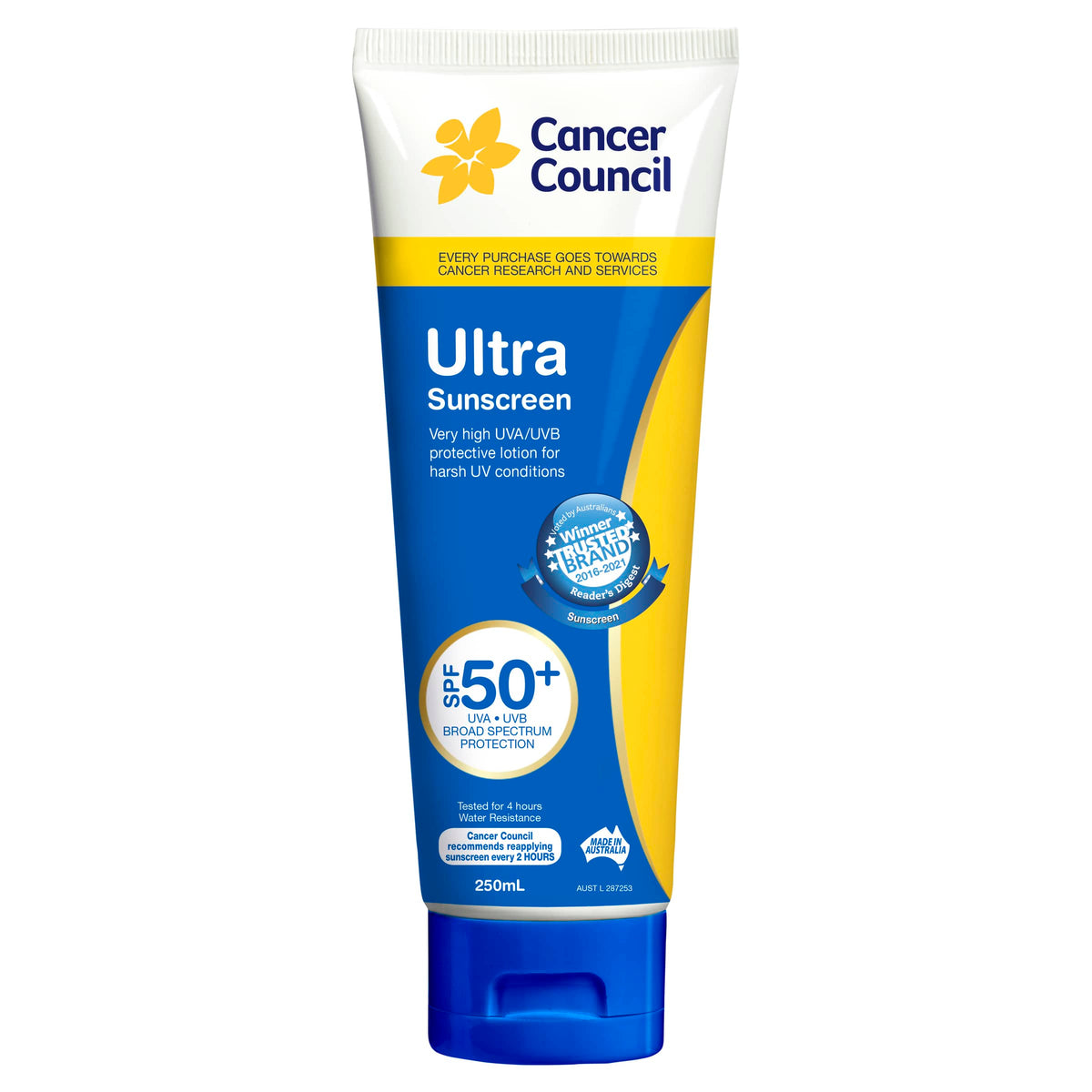 CANCER COUNCIL SPF50+ Ultra Sunscreen Tube 250mL