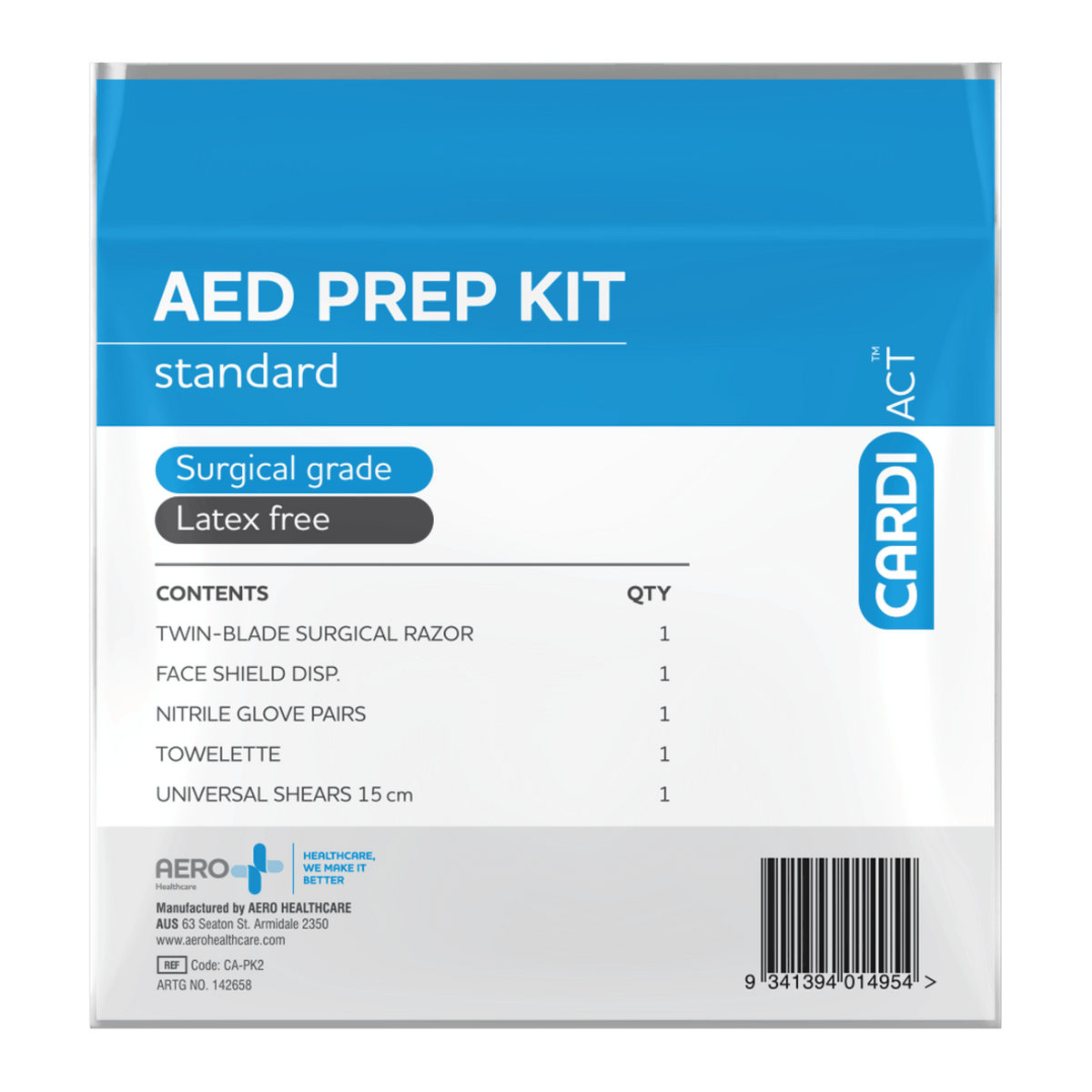 CARDIACT AED Basic Prep Kit 12.5 x 20.5cm