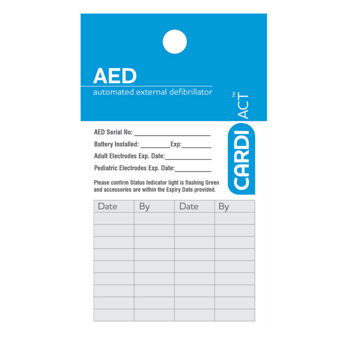 CARDIACT AED Test Tag