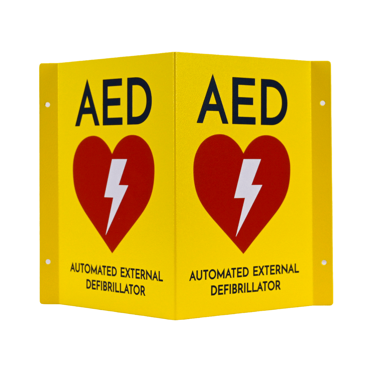 CARDIACT Metal Yellow AED Angle Bracket Sign