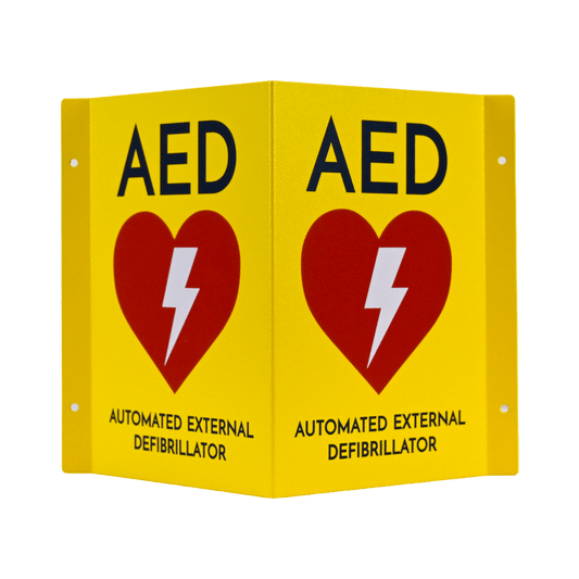 CARDIACT Metal Yellow AED Angle Bracket Sign