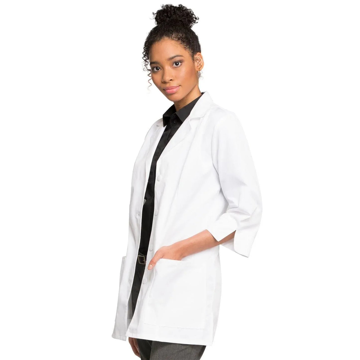Cherokee Lab Coats Cherokee 30" 3/4 Sleeve Lab Coat in White with Fluid Barrier