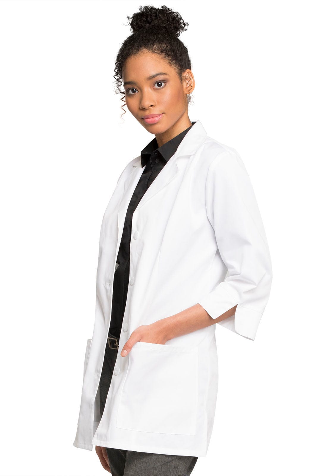 Cherokee Lab Coats Cherokee 30" 3/4 Sleeve Lab Coat in White with Fluid Barrier