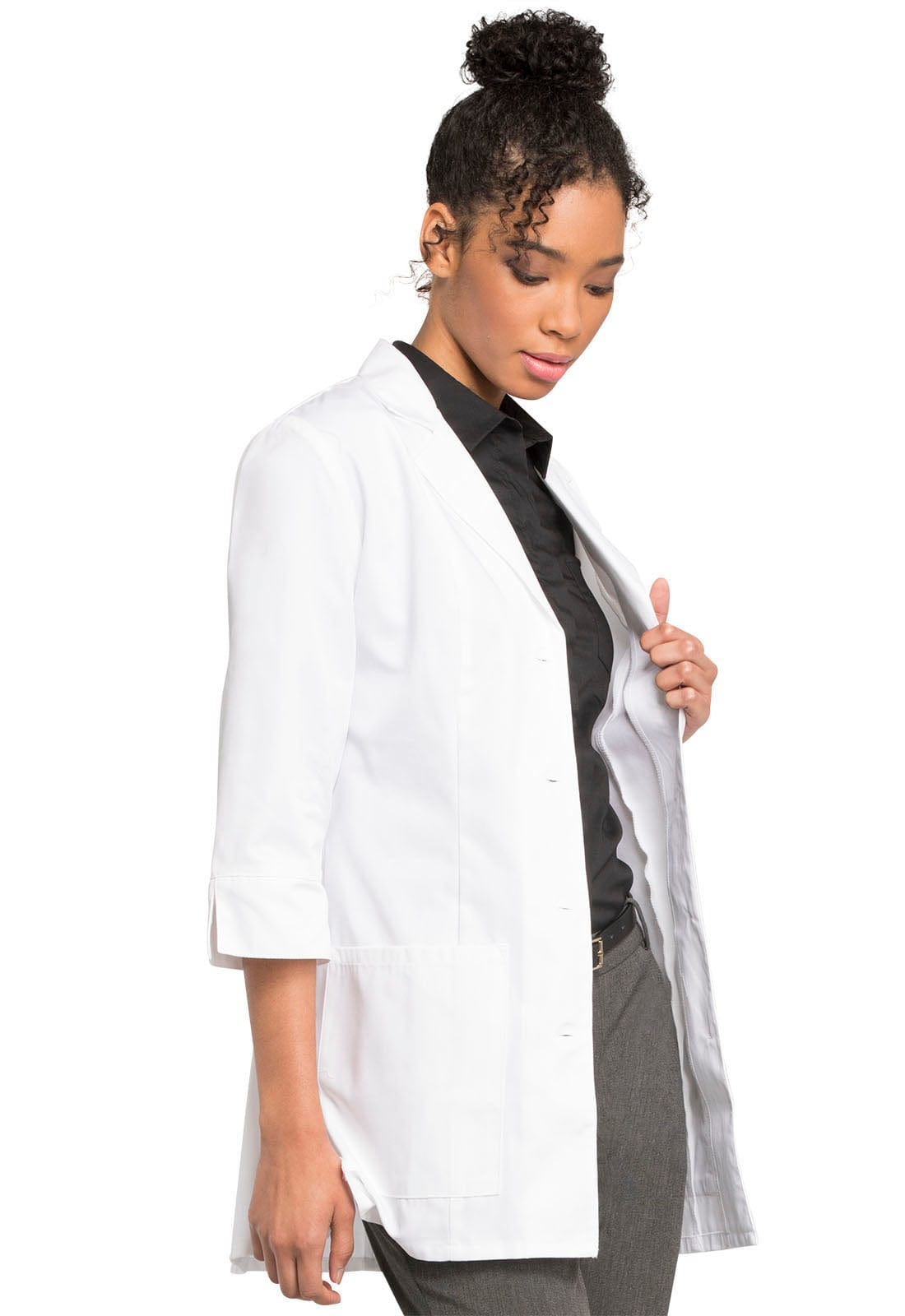 Cherokee Lab Coats Cherokee 30" 3/4 Sleeve Lab Coat in White with Fluid Barrier