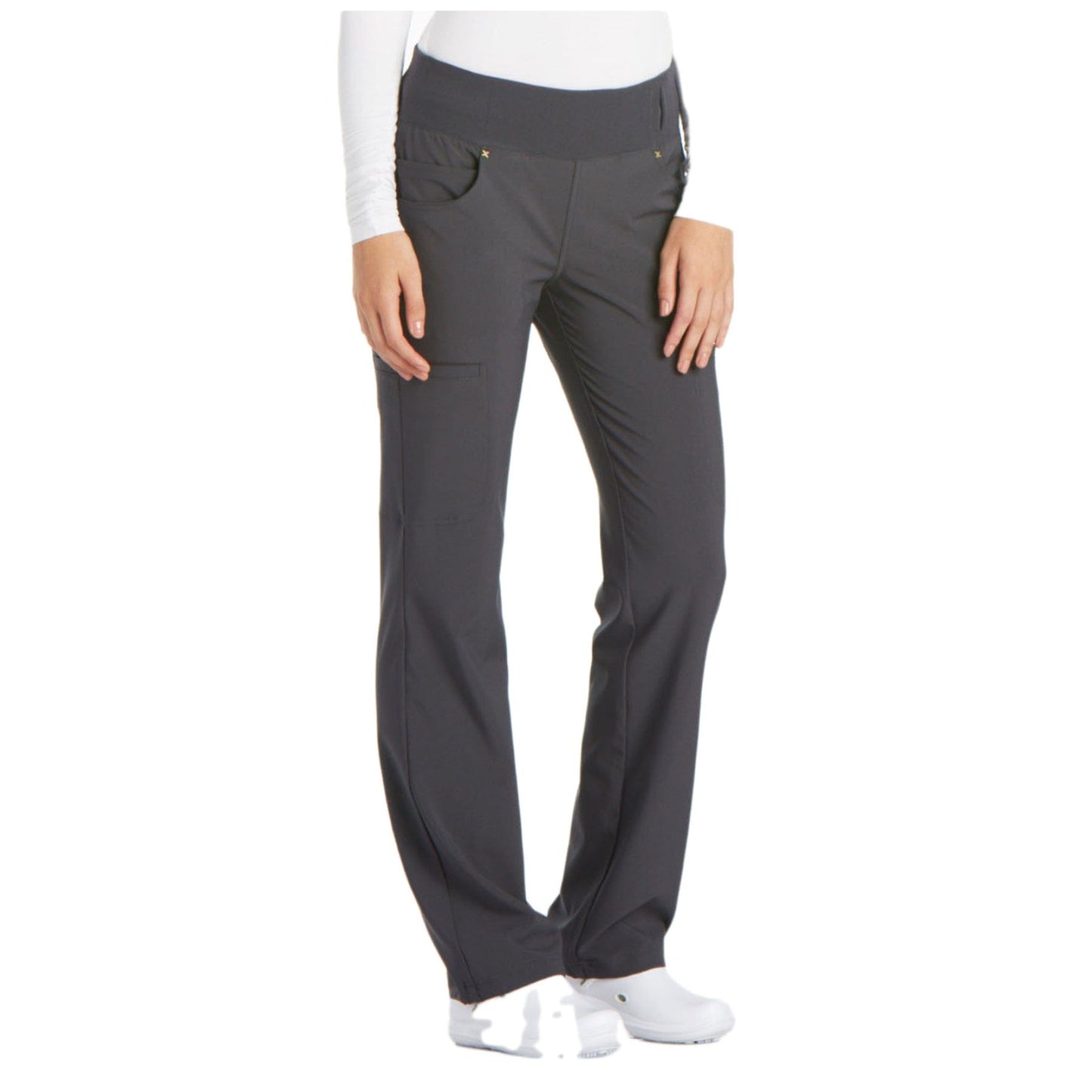 Cherokee CK002 Pewter - iflex Mid Rise Straight Leg Pull-on Pant