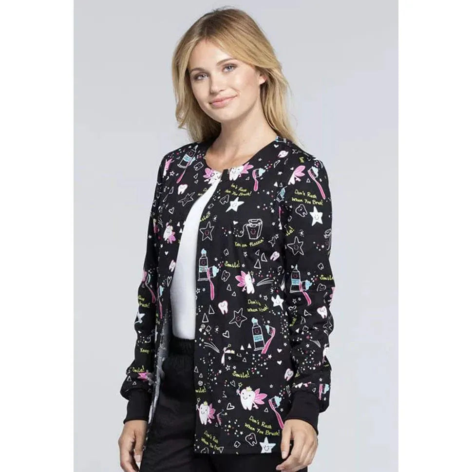 Cherokee Scrub Jacket Cherokee CK301 Tooth Fairy Magic Scrubs Warm Up Jacket