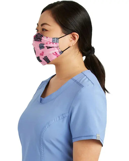 Cherokee CK508 Reversible Pleated Face Covering in Wild For A Cure/Bloom-Tanical